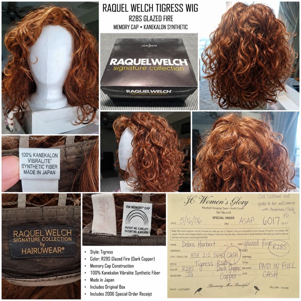 Raquel Welch Tigress Wig R28S Glazed Fire Memory Cap Kanekalon Synthetic w/Box